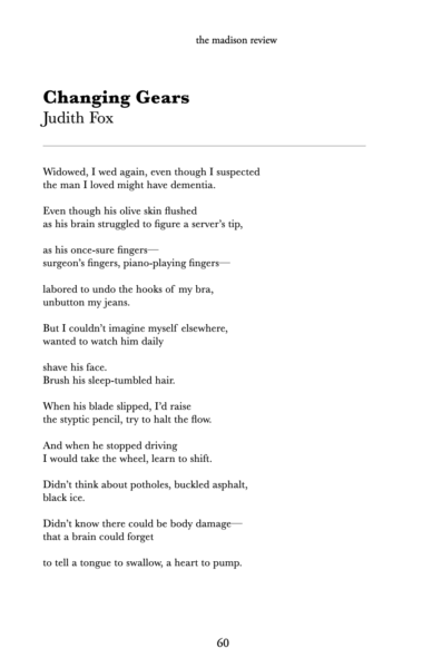 Madison Review poem by Judith Fox